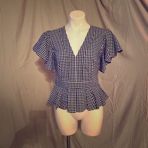 Checker black and white blouse